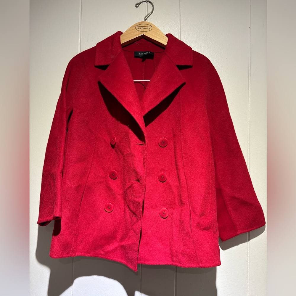 Talbots Red Double Face Wool Jacket Double Breast… - image 1